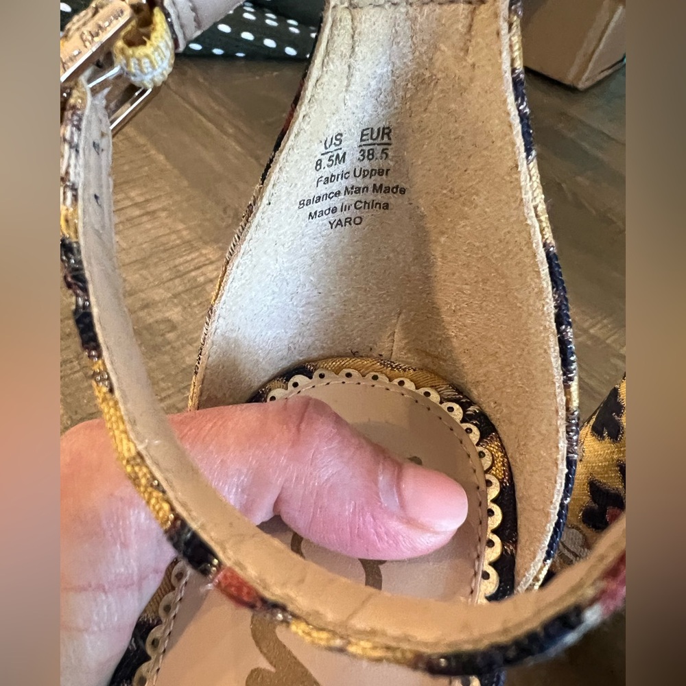 Sam Edelman Yellow Floral Block Heel Sandals - Picture 5 of 6